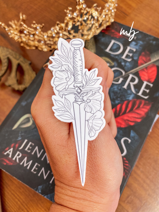 POPPY'S DAGGER WHITE STICKER WATERPROOF, FROM BLOOD AND ASH , JENNIFER L. ARMENTROUT