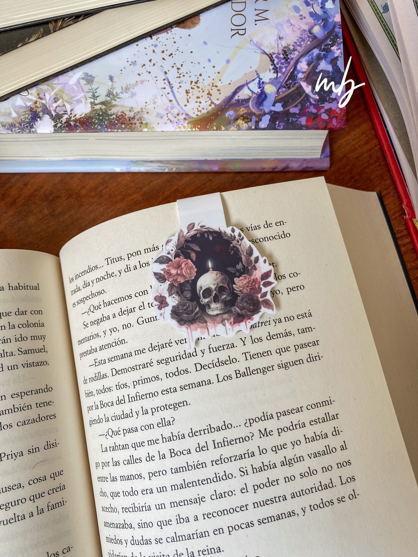 Calavera y rosas bookmark, Dark Academia