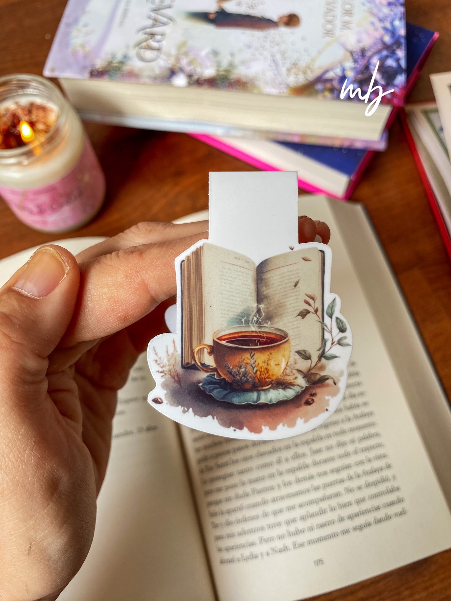 Café y libros bookmark, Vintage