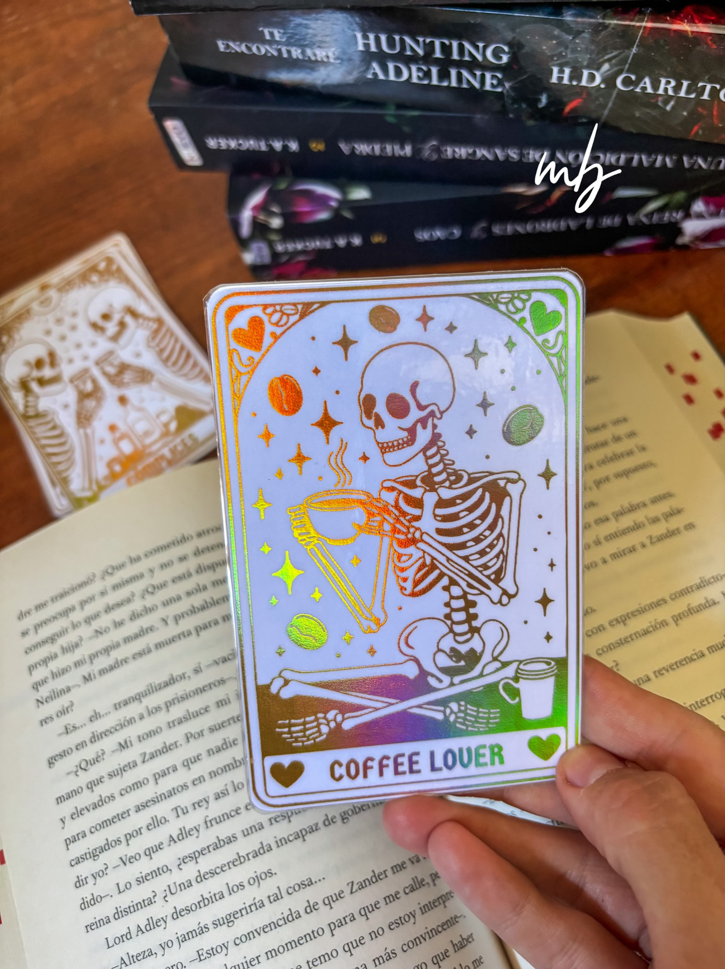 Coffee lover tarot bookmark holographic gold effect