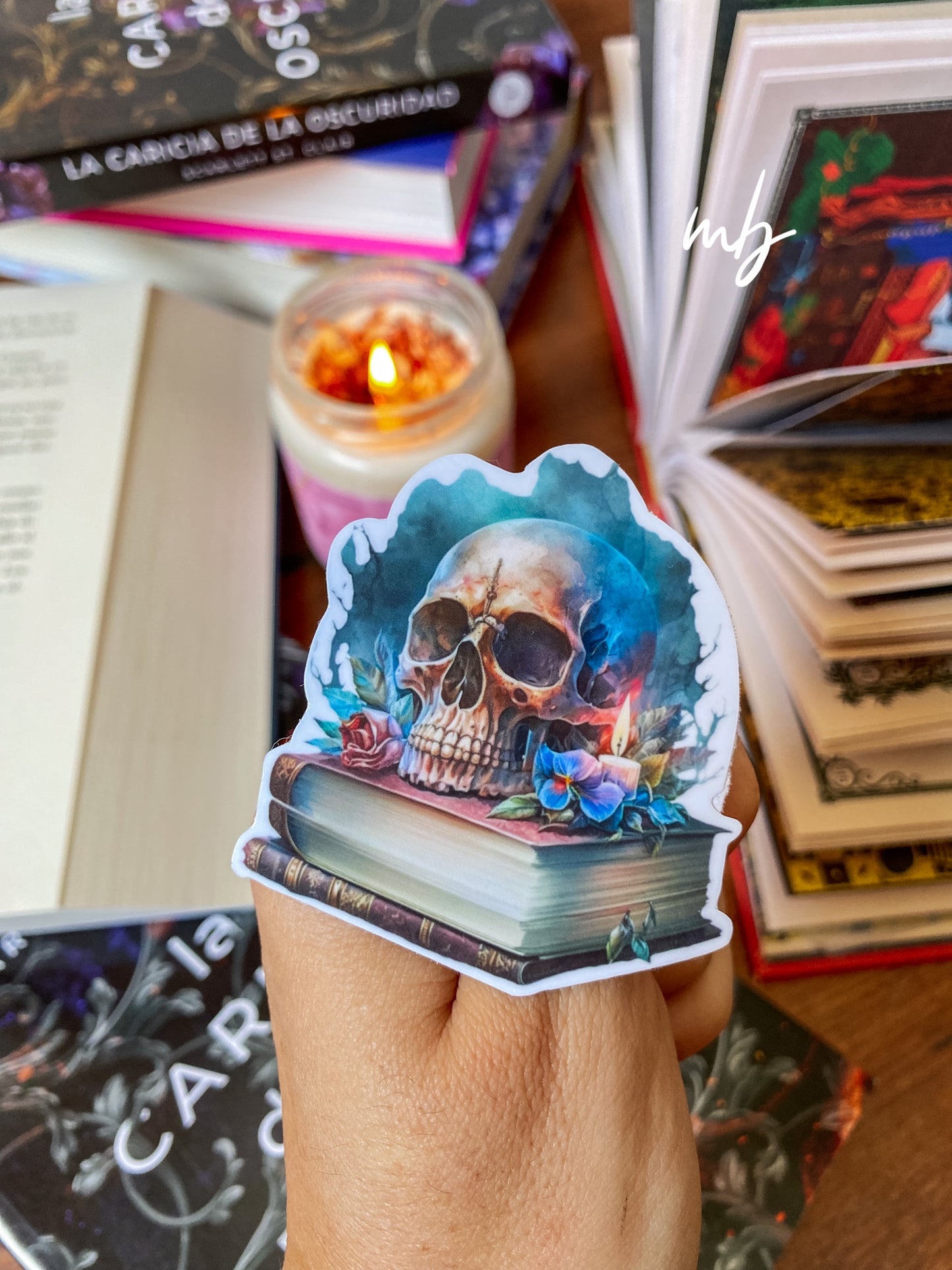 BOOKS AND SKULL STICKER , DARK ACADEMIA