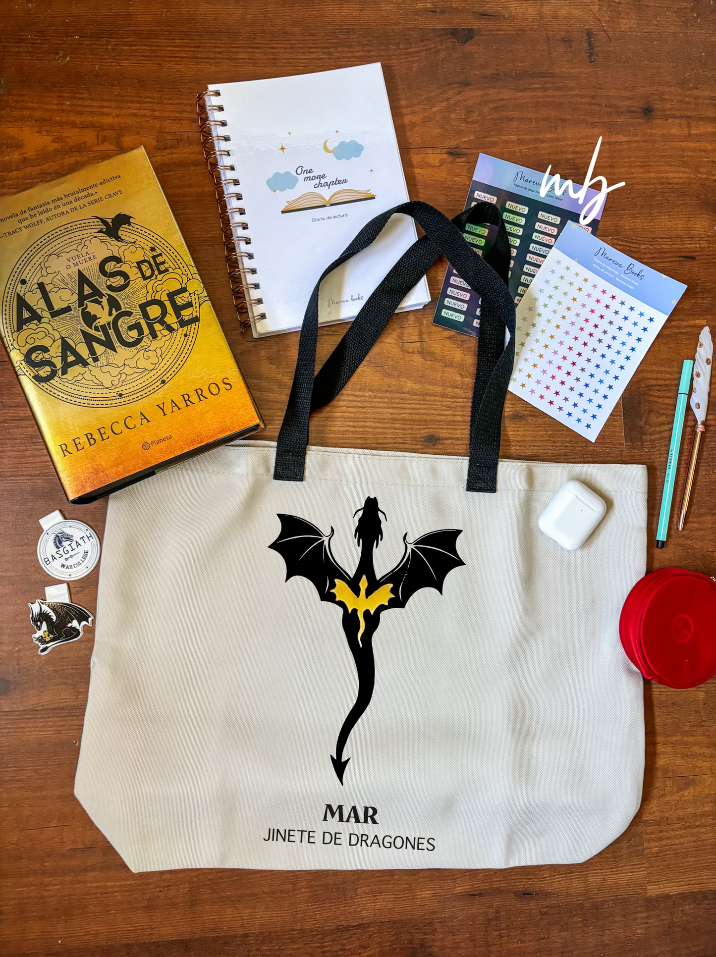 Alas de Sangre Tote bag Grande , personalizada con tu nombre, Tairn y Andarna, Alas de Hierro , Alas de ónix , Rebecca Yarros