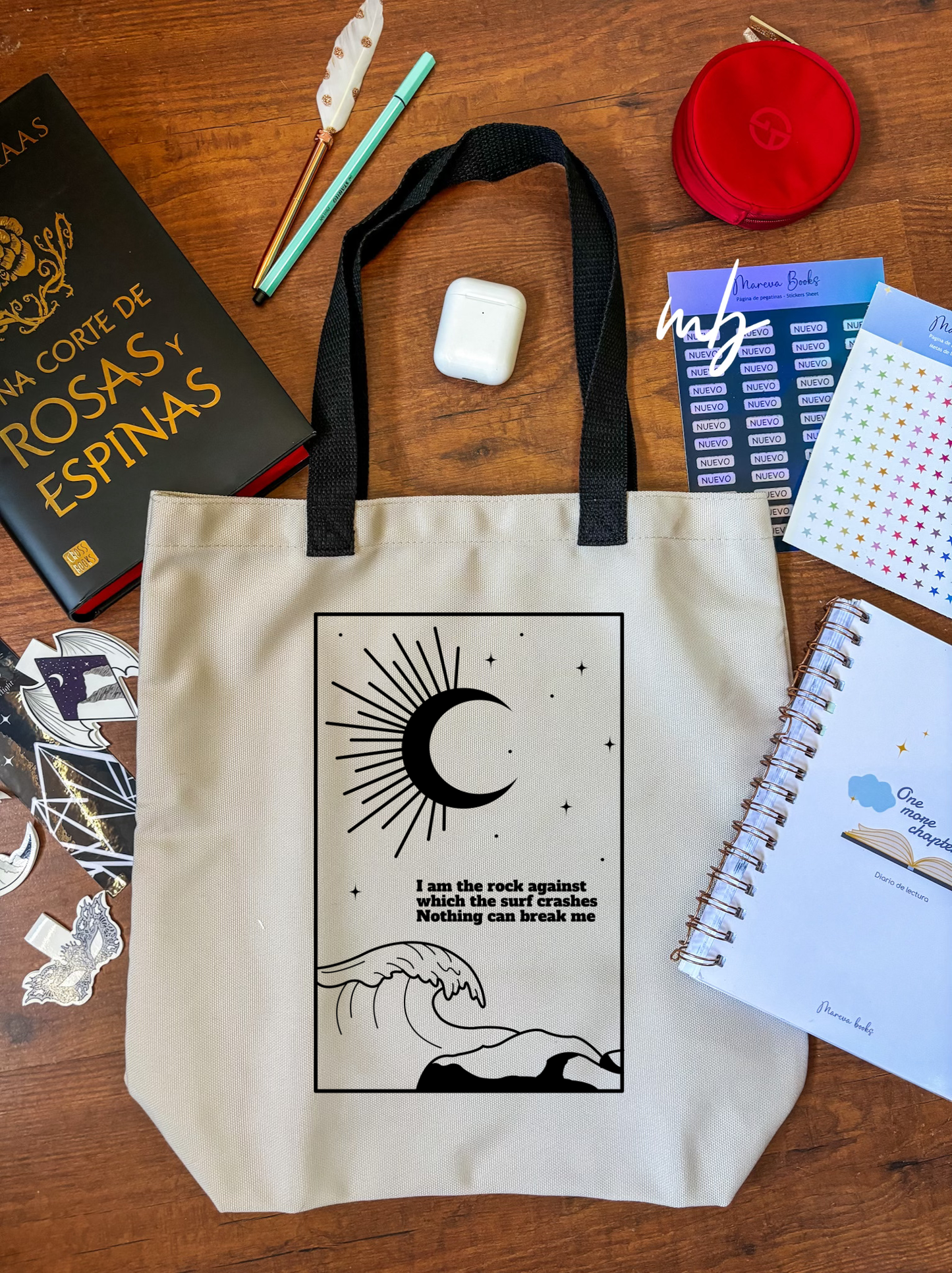 I am the rock Tote bag mediana, Velaris , Acotar, Sarah J Maas